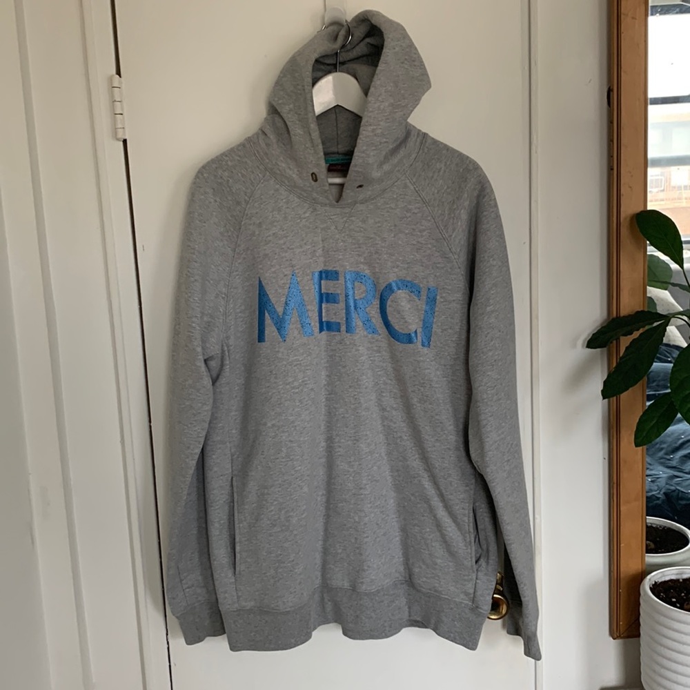 Scotch&soda mens grey graphic hooded sweatshirt in size XXL.